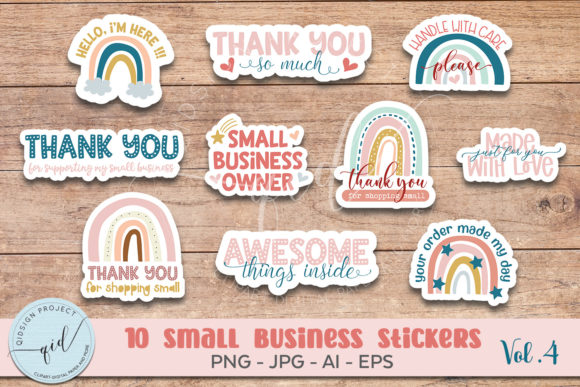 Download 10 Boho Rainbow Stickers for Packaging - Premium Resources