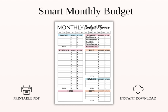 Download Smart Monthly Budget Planner Printable - Monthly budget planner Collection