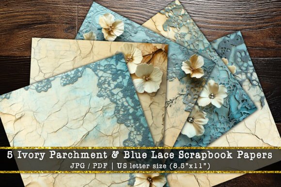 Download Ivory Parchment Blue Lace Scrapbook Page - Scrapbook page Collection