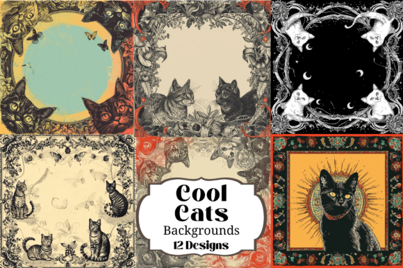 Download 12 Cats Scrapbook Page Backgrounds - Premium Resources
