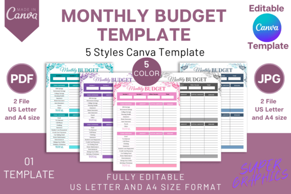 Download Monthly Budget Planner Canva Template - Monthly budget planner Collection