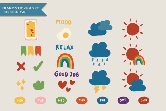 Download A Set of Cute Journal Diary Sticker - Diary Collection