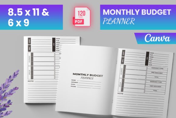 Download Monthly Budget Planner Canva (KDP) - Monthly budget planner Collection