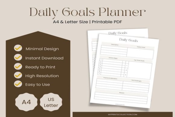 Download Daily Goal Planner Printable | A4/Letter - Goal planner printable Collection