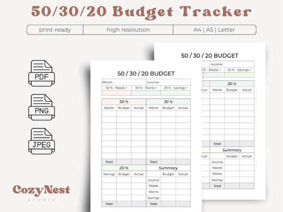 Download 50/30/20 Monthly Budget Planner A4 A5 - Monthly budget planner Collection