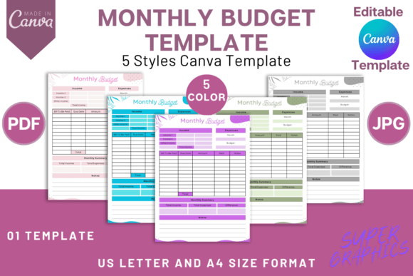 Download Monthly Budget Planner Canva Template V2 - Monthly budget planner Collection