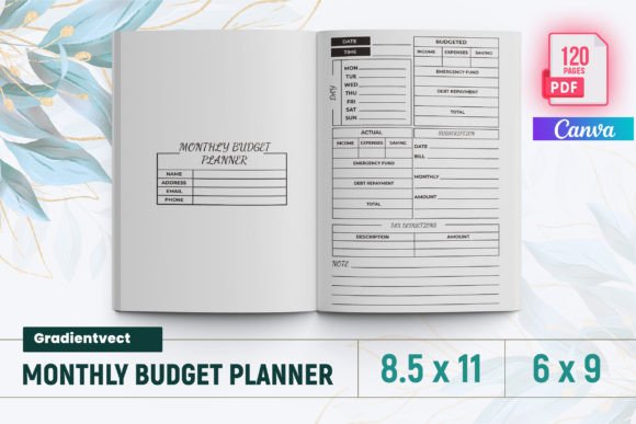 Download (KDP) Monthly Budget Planner Canva - Monthly budget planner Collection