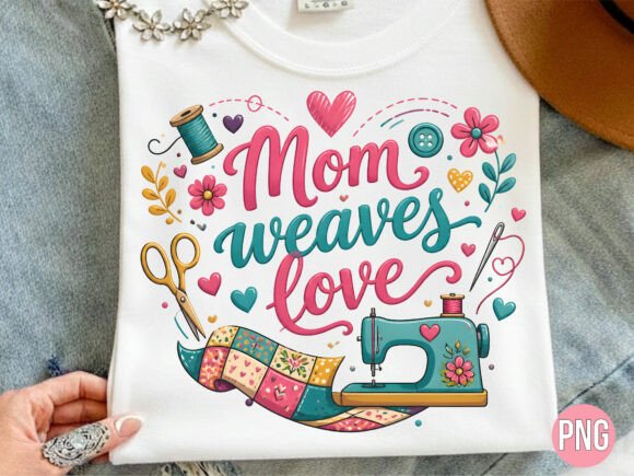 Download Mom Weaves Love Quilter PNG T-Shirt - Premium Resources
